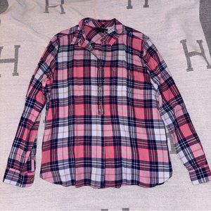 J. Crew Pink and Blue Plaid Women's Top